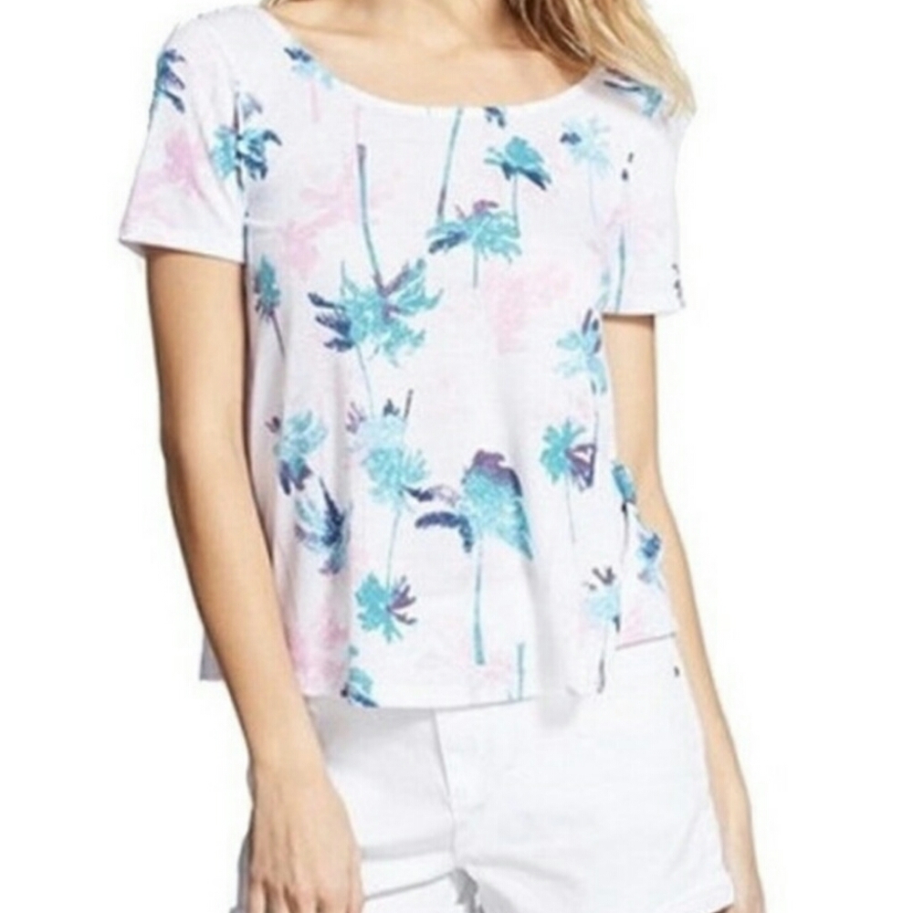 Nordstrom BP Peacock Palm Print Tropical Top